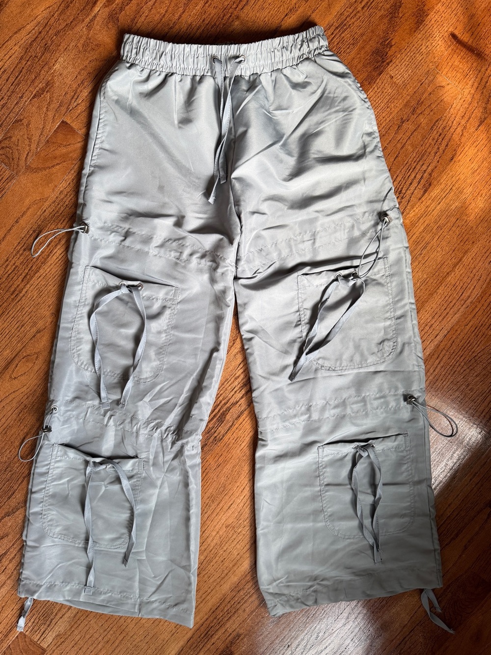 PrettyLittleThing Grey Parachute Cargo Pants Size 6 NWT